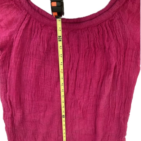 VTG Handmade Crinkled cotton Layered MIDI Shift Dress  Drk Pink - Picture 8 of 14